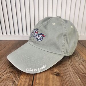 Life Is Good Motorcycle Strapback Hat Cap Green Canvas Dad Embroidered Garden